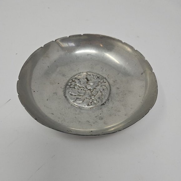 Antique 1920's Backhaus Repousse Footed Pewter Metal Bowl Danish Denmark 6.5" - Picture 1 of 5